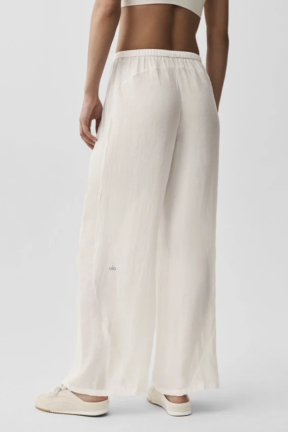 Halfdoorzichtige Golden Hour-broek met High-Waist-taille en rechte pijpen - ivoor