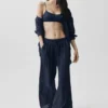 Halfdoorzichtige Golden Hour-broek met High-Waist-taille en rechte pijpen - Navy
