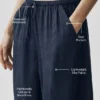 Halfdoorzichtige Golden Hour-broek met High-Waist-taille en rechte pijpen - Navy
