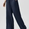 Halfdoorzichtige Golden Hour-broek met High-Waist-taille en rechte pijpen - Navy