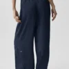 Halfdoorzichtige Golden Hour-broek met High-Waist-taille en rechte pijpen - Navy