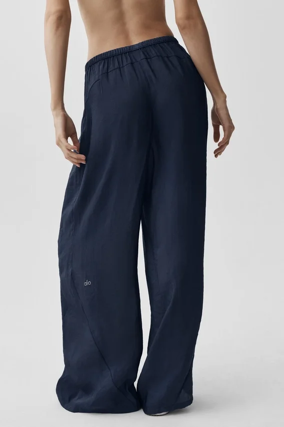 Halfdoorzichtige Golden Hour-broek met High-Waist-taille en rechte pijpen - Navy