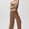 Halfdoorzichtige Golden Hour-broek met High-Waist-taille en rechte pijpen – Sun Kissed Brown