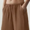 Halfdoorzichtige Golden Hour-broek met High-Waist-taille en rechte pijpen – Sun Kissed Brown