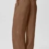 Halfdoorzichtige Golden Hour-broek met High-Waist-taille en rechte pijpen – Sun Kissed Brown