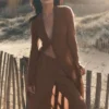 Halfdoorzichtige Golden Hour-broek met High-Waist-taille en rechte pijpen – Sun Kissed Brown
