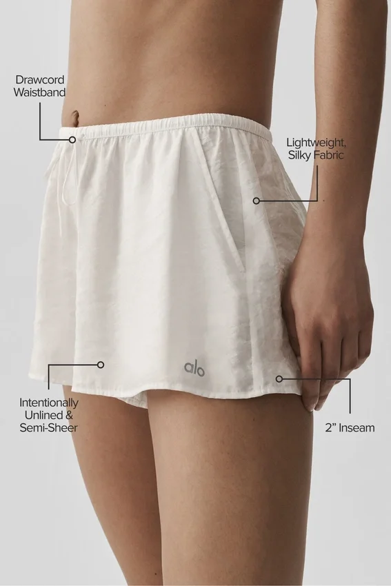 Halfdoorzichtige Golden Hour-korte broek met middelhoge taille - ivoor