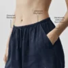 Halfdoorzichtige Golden Hour-korte broek met middelhoge taille - Navy