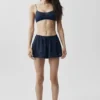 Halfdoorzichtige Golden Hour-korte broek met middelhoge taille - Navy