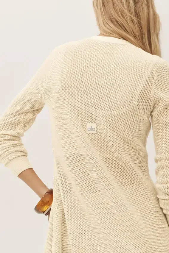 Heatwave lang vest van zijde en kasjmier - zandbeige