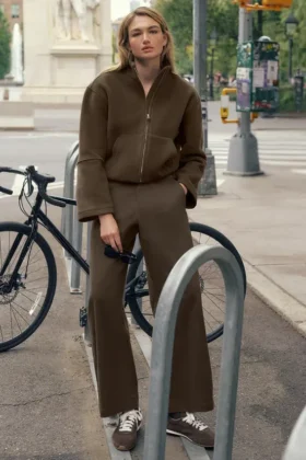 High Road broek met rechte pijpen - Espresso