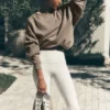 High-Waist Airbrush 7/8 bootcut bootcut legging - ivoor