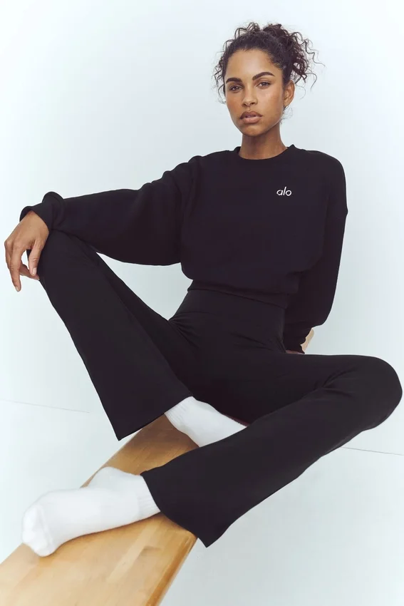 High-Waist Airbrush 7/8 bootcut legging - Zwart