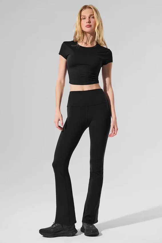 High-Waist Airbrush 7/8 bootcut legging - Zwart