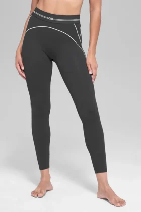 High-Waist Airbrush 7/8 Heart Throb Legging – Anthracite/White