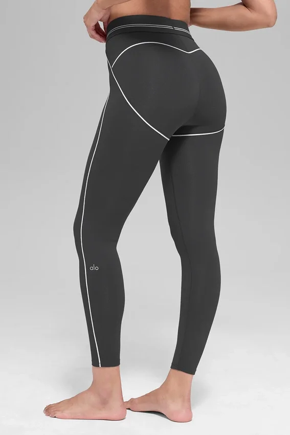 High-Waist Airbrush 7/8 Heart Throb Legging – Anthracite/White