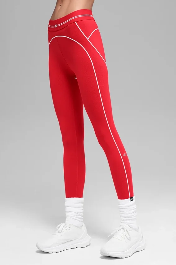 High-Waist Airbrush 7/8 Heart Throb Legging – felrood/wit