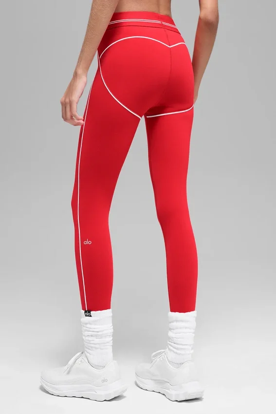 High-Waist Airbrush 7/8 Heart Throb Legging – felrood/wit