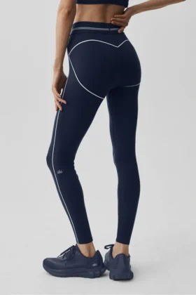 High-Waist Airbrush 7/8 Heart Throb Legging – marineblauw/wit