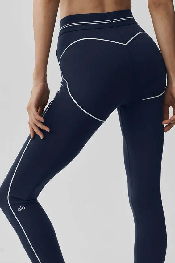 High-Waist Airbrush 7/8 Heart Throb Legging – marineblauw/wit