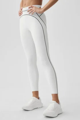 High-Waist Airbrush 7/8 Heart Throb Legging – Wit/Zwart