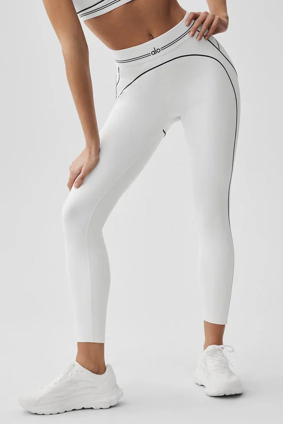 High-Waist Airbrush 7/8 Heart Throb Legging – Wit/Zwart