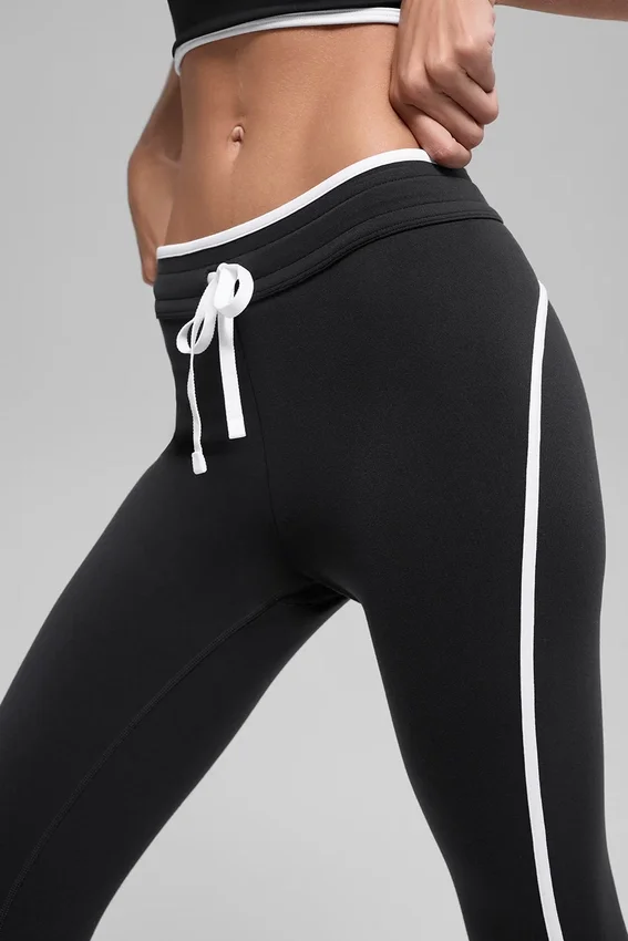 High-Waist Airbrush 7/8-legging met Race Pace-pasvorm - Zwart/Wit