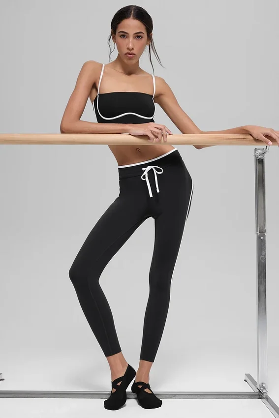 High-Waist Airbrush 7/8-legging met Race Pace-pasvorm - Zwart/Wit