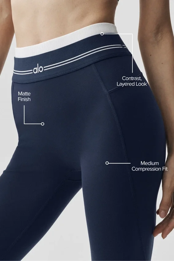 High-Waist Airbrush 7/8-legging uit de Better Together-collectie - Navy/White