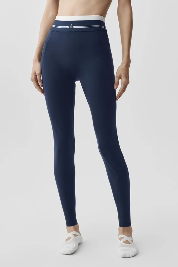 High-Waist Airbrush 7/8-legging uit de Better Together-collectie - Navy/White