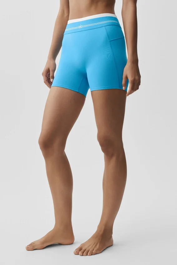 High-Waist Airbrush Better Together-korte broek – azuurblauw/wit