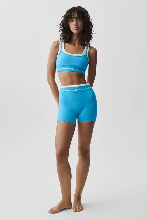 High-Waist Airbrush Better Together-korte broek – azuurblauw/wit