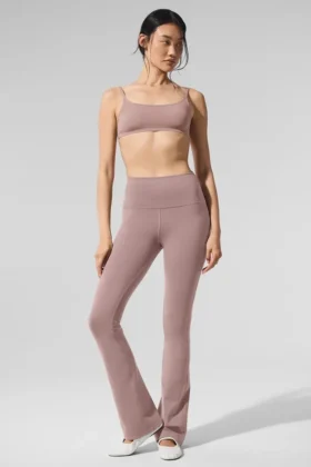 High-Waist Airbrush Bootcut Legging - Taupe