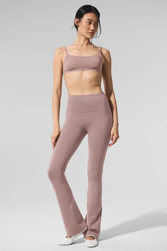 High-Waist Airbrush Bootcut Legging - Taupe