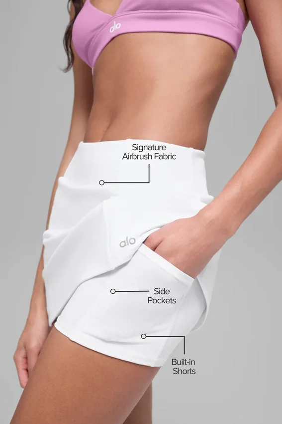 High-Waist Airbrush Good Form-tennisrok - Wit