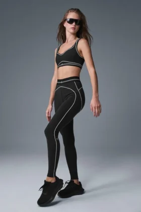 High-Waist Airbrush Heart Throb Legging – Zwart/Wit