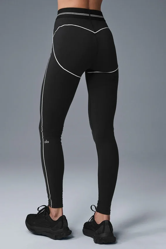 High-Waist Airbrush Heart Throb Legging - Zwart/Wit