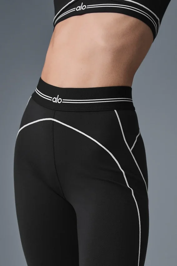 High-Waist Airbrush Heart Throb Legging - Zwart/Wit