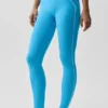 High-Waist Airbrush Legging met hartjesprint - Azuurblauw/Wit