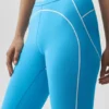 High-Waist Airbrush Legging met hartjesprint - Azuurblauw/Wit