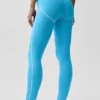 High-Waist Airbrush Legging met hartjesprint - Azuurblauw/Wit