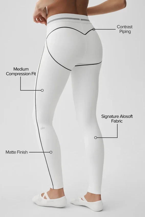 High-Waist Airbrush Legging met hartjesprint - Wit/Zwart