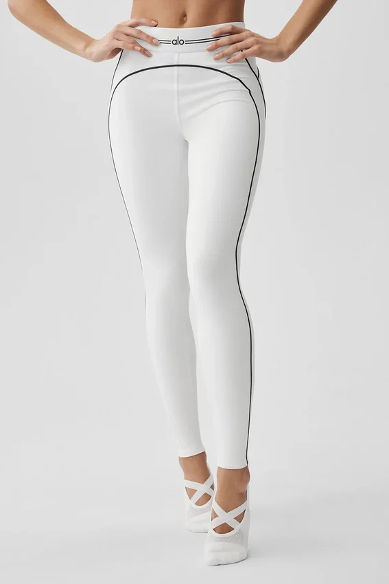 High-Waist Airbrush Legging met hartjesprint - Wit/Zwart