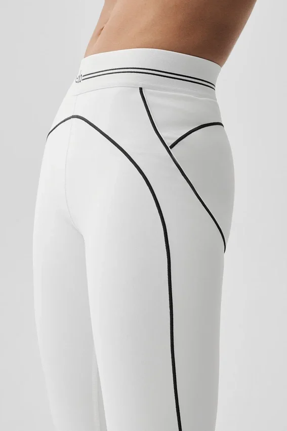 High-Waist Airbrush Legging met hartjesprint - Wit/Zwart