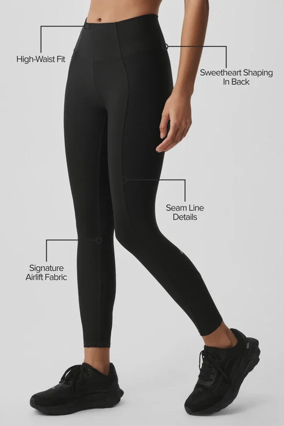 High-Waist Airlift 7/8 Fine Line Legging - Zwart