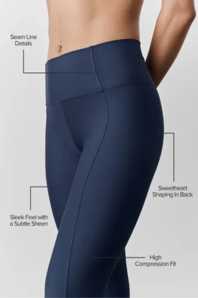 High-Waist Airlift 7/8-legging met fijne lijnen – Navy