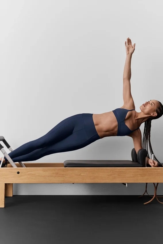 High-Waist Airlift 7/8-legging met fijne lijnen – Navy
