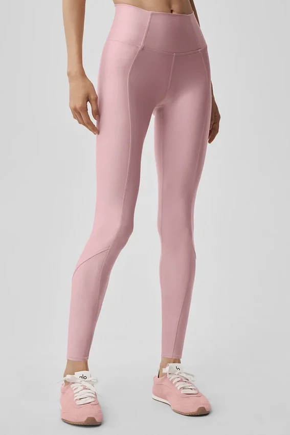 High-Waist Airlift 7/8-legging met fijne strepen – Vintage Pink