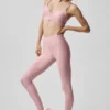 High-Waist Airlift 7/8-legging met fijne strepen – Vintage Pink