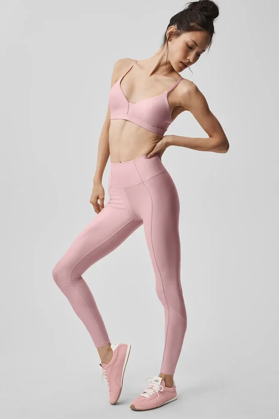 High-Waist Airlift 7/8-legging met fijne strepen – Vintage Pink